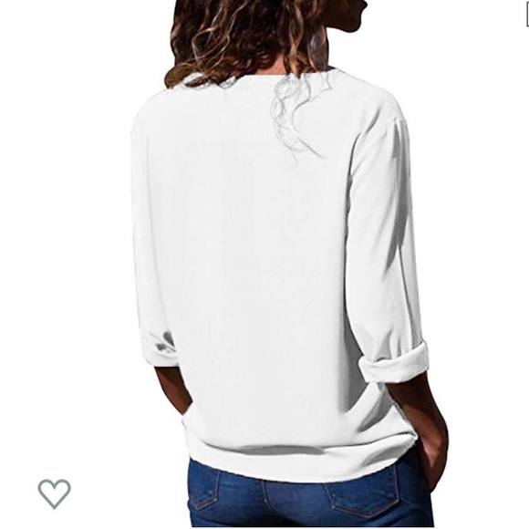 Ecrocoo Button Down L/S Blouse, White, SM, NWOT - Picture 2 of 2